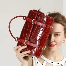 Настоящие кожанные женские сумки из натуральной кожи сумка через плечо из крокодиловой кожи Alligato Boston