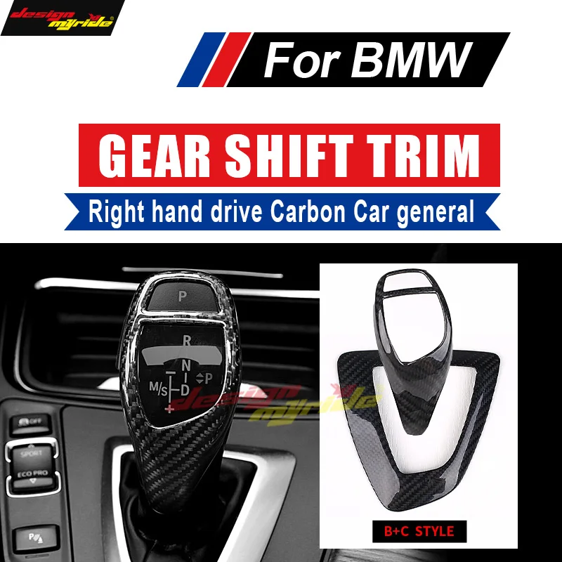 

For BMW E63 E64 F06 F12 F13 640i 650i 6-Series Universal Right hand drive Carbon Fiber car Gear Shift Knob Cover trim B+C Style