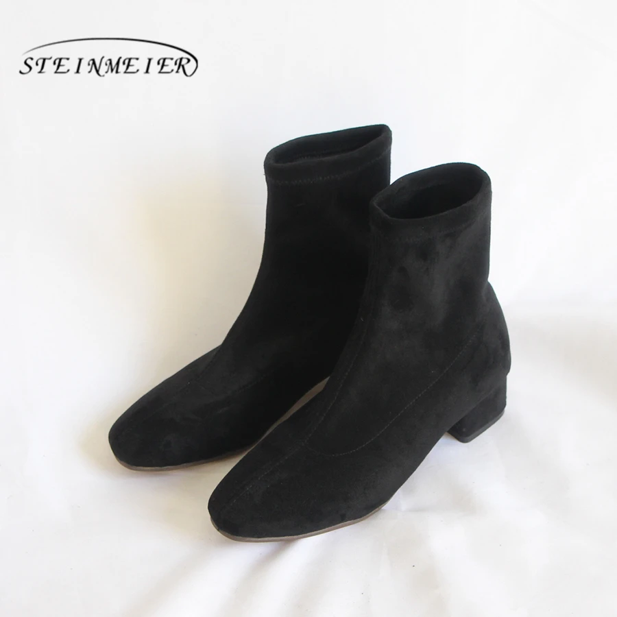 

Genuine cow suede Leather Ankle women Boots Comfortable quality soft Shoes Brand Designer Handmade winter boots black 2019