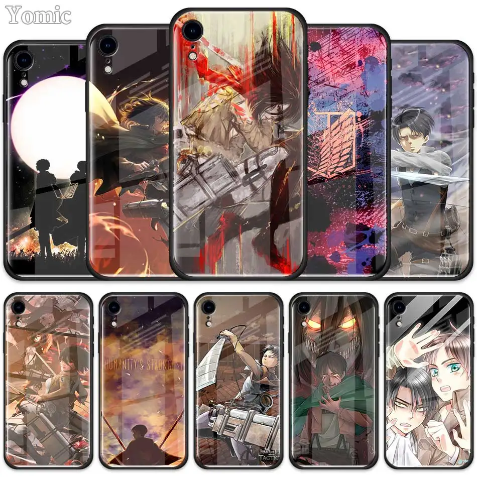 

Attack on Titan 4 Tempered Glass Case for Apple iPhone XR 7 8 6 6S Plus X XS MAX Cell Phone Case Cover