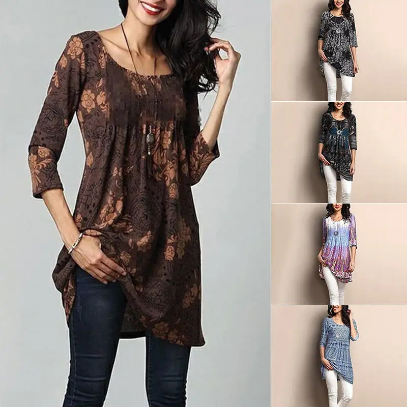 Achat Mode Grande Taille 3XL 4XL 5XL L été Hauts Vintage Imprimé Chemisier Femmes Tops et Blouses Dames Tuniques