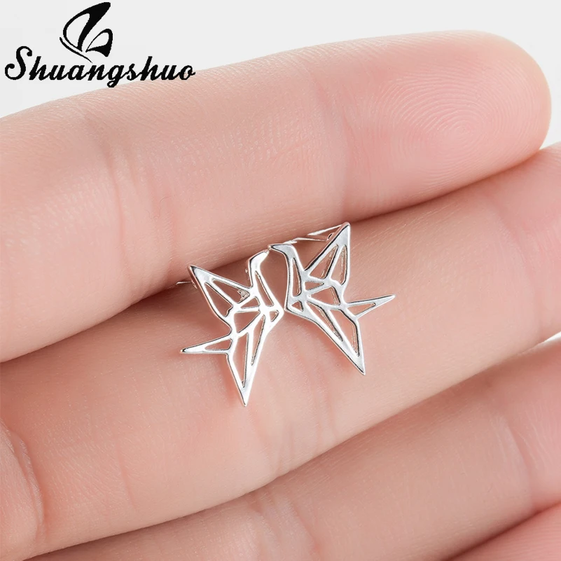 Женские серьги гвоздики Shuangshuo корейские модные из нержавеющей стали с