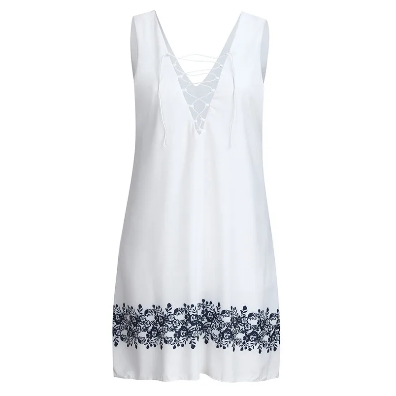 S-2XL Summer V Neck Floral Print Sleeveless Casual Mini Dres Soft Gridding Sexy Dress For Ladies Girls 40MY08 (3)