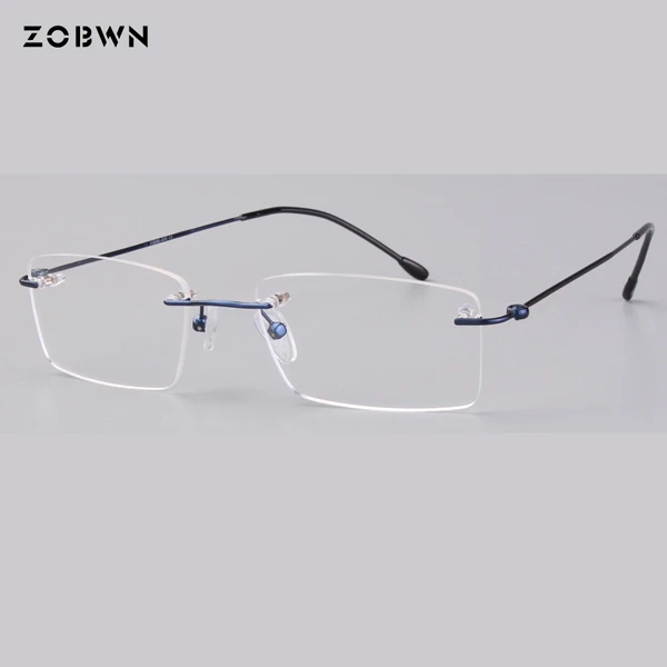 Деловые мужские очки, классические очки без оправы, женские очки, близорукость, супер светильник, oculos de grau femininos marcas Masculinos - Цвет оправы: 914-C4 Blue