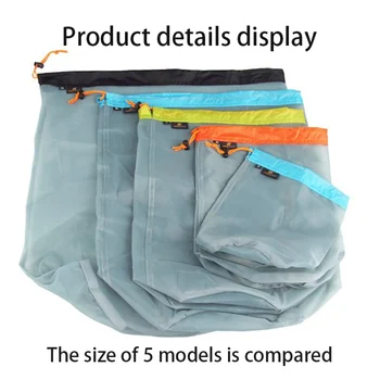 

Mesh Storage Bag Fishing Nets Outdoor Ultralight Laundry Storage Transparent Bag Drawstring Hiking Camping Sports Bags Covers