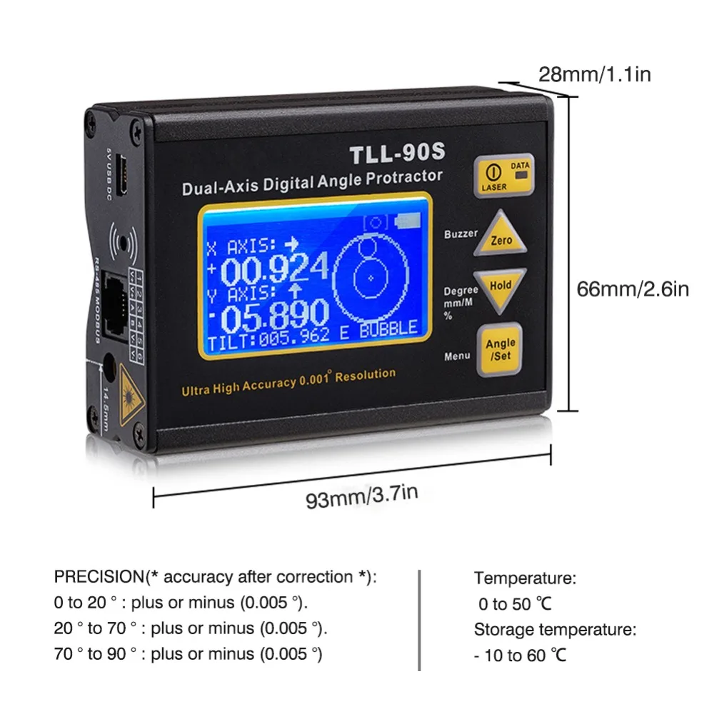 High precision High resolution Angel Meter large Screen LCD Laser Marking Charging Function Magnet Adsorption Function For PLC (4)
