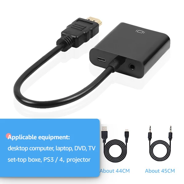 EASYIDEA HDMI в VGA адаптер цифро-аналоговый видео аудио конвертер Кабель HDMI VGA разъем для Xbox 360 PS4 ПК ноутбук ТВ коробка - Цвет: Audio Power Supply