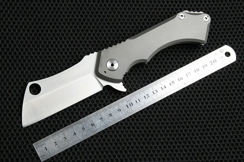 TRSKT RAD Field Cleaver Folding Knife ,Titanium Handle, 60Hrc , D2