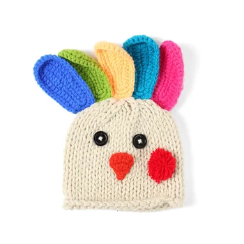 

Baby Turkey Hats 5 Colors Cockscomb Knitted Beanie Cap for Thanksgiving Halloween Gifts YH-17