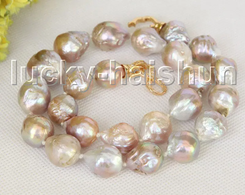 

natural Baroque 18" 18mm pink purple Reborn keshi pearls necklace j11216 ^^^@^Noble style Natural Fine jewe FREE SHIPPING