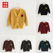Male Girl Smiling Face Sweater 2017 Spring Clothes Children’s Garment Baby Joker Knitting Cardigan Loose Coat Sweater