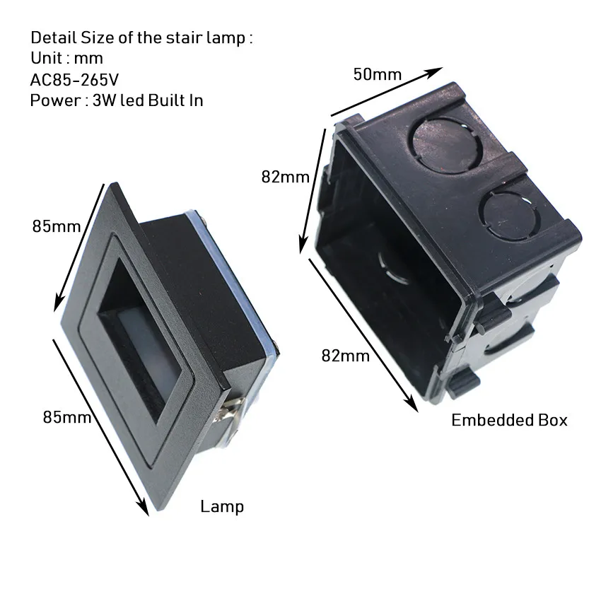 4 шт. в упаковке 3 Вт Светодиодный светильник для лестницы со встроенной коробкой алюминиевый ступенчатый светильник s наружный светодиодный настенный светильник для ног водонепроницаемый IP65 BL04X