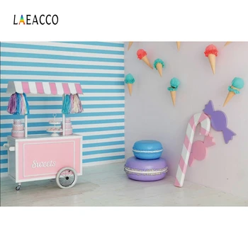 

Laeacco Ice Cream Cart Photography Background Cake Candy House Baby Children Portrait Scene Photographic Backdrops Photo Studio