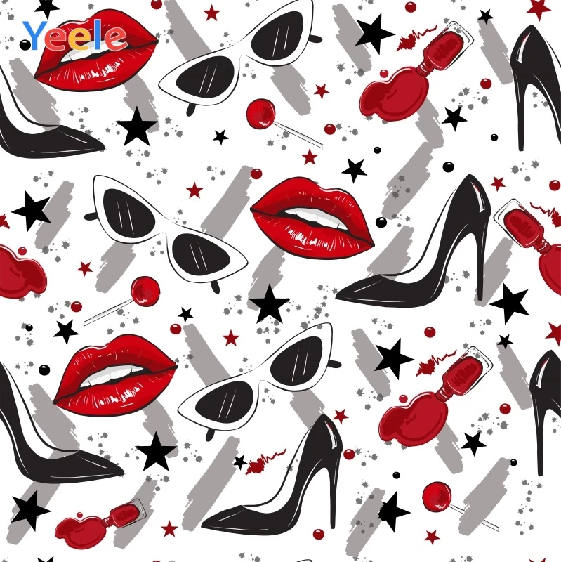 

Yeele Lip Print High Heel Lipstick Red Personalized Wallpapers Of Photography Backdrops Photographic Background For Photo Studio