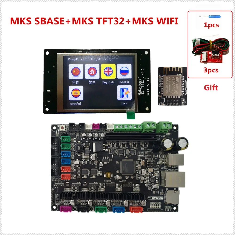 

MKS SBASE + MKS TFT32 V4.0 display + MKS WIFI 3D printer controller kits integrated Microcontroller smoothieboard Smoothieware