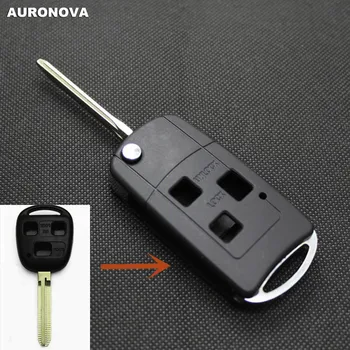 

AURONOVA New Upgrade Flip Folding Key Shell for Toyota Camry 2.4 Vela Yaris Avensis 3 Buttons Modified Remote Car Key Case