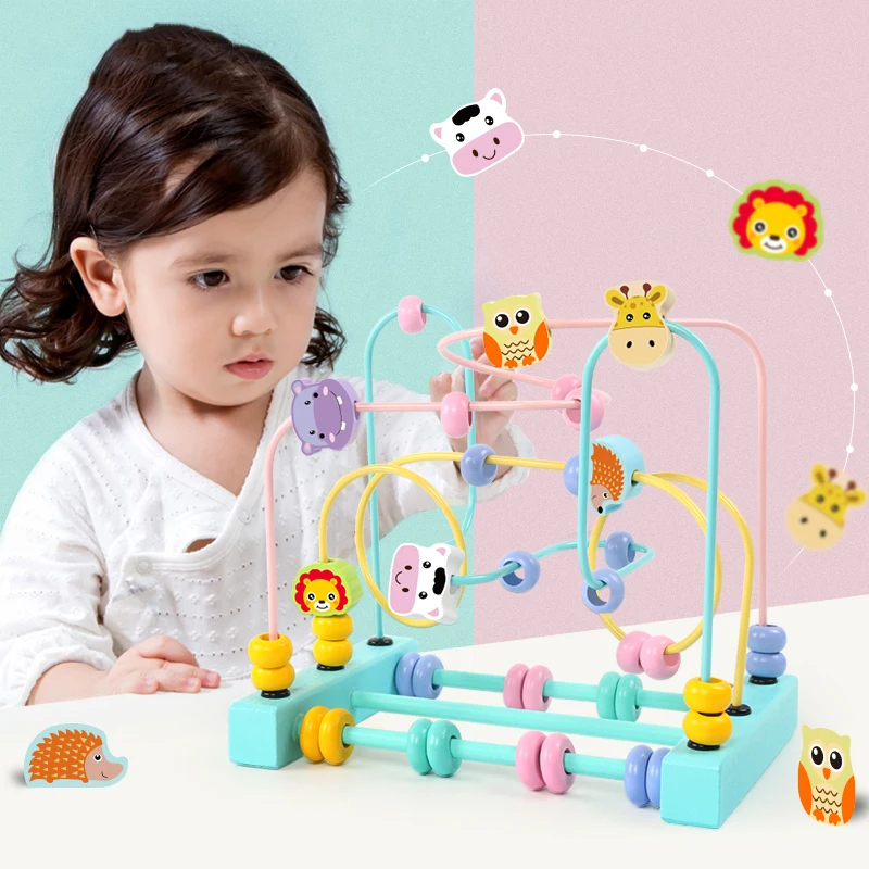

Kids Wooden Montessori Educational Toy For Children Circles Around Beads Math Toy Baby Developmental Learning Game Teaching Aids