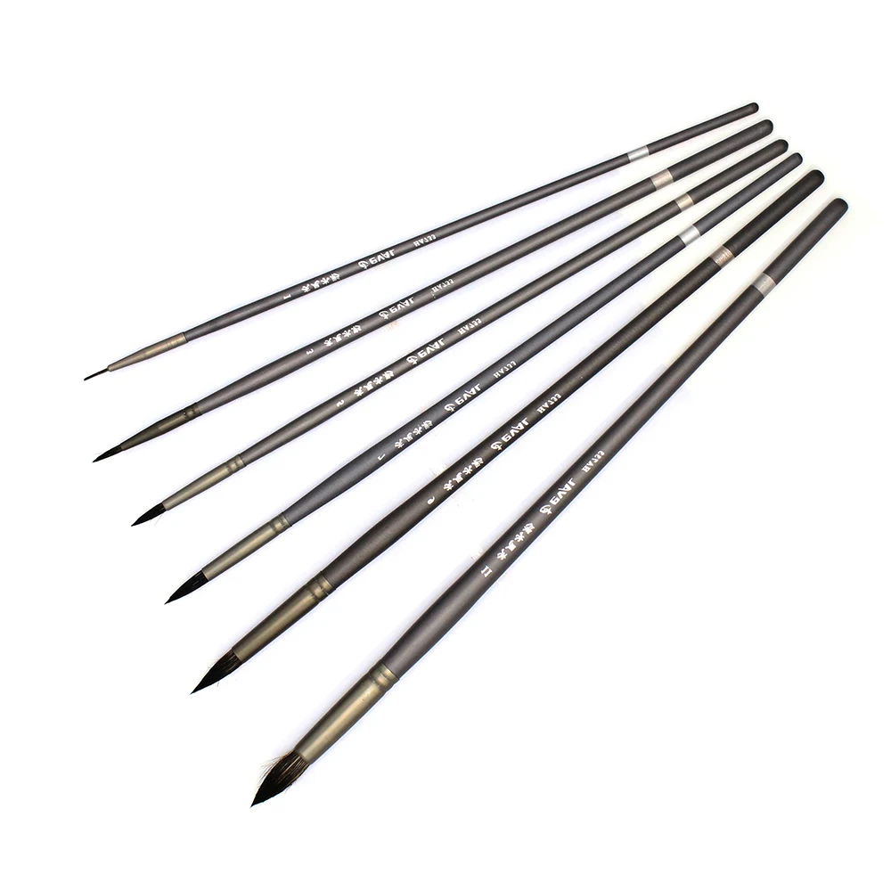 Koop 6 stks Professionele Set Eekhoorn Haar Ronde Wees Kunstenaar Penseel Pen Gouache Olieverf Art Supplies Voor Acryl Art Borstel