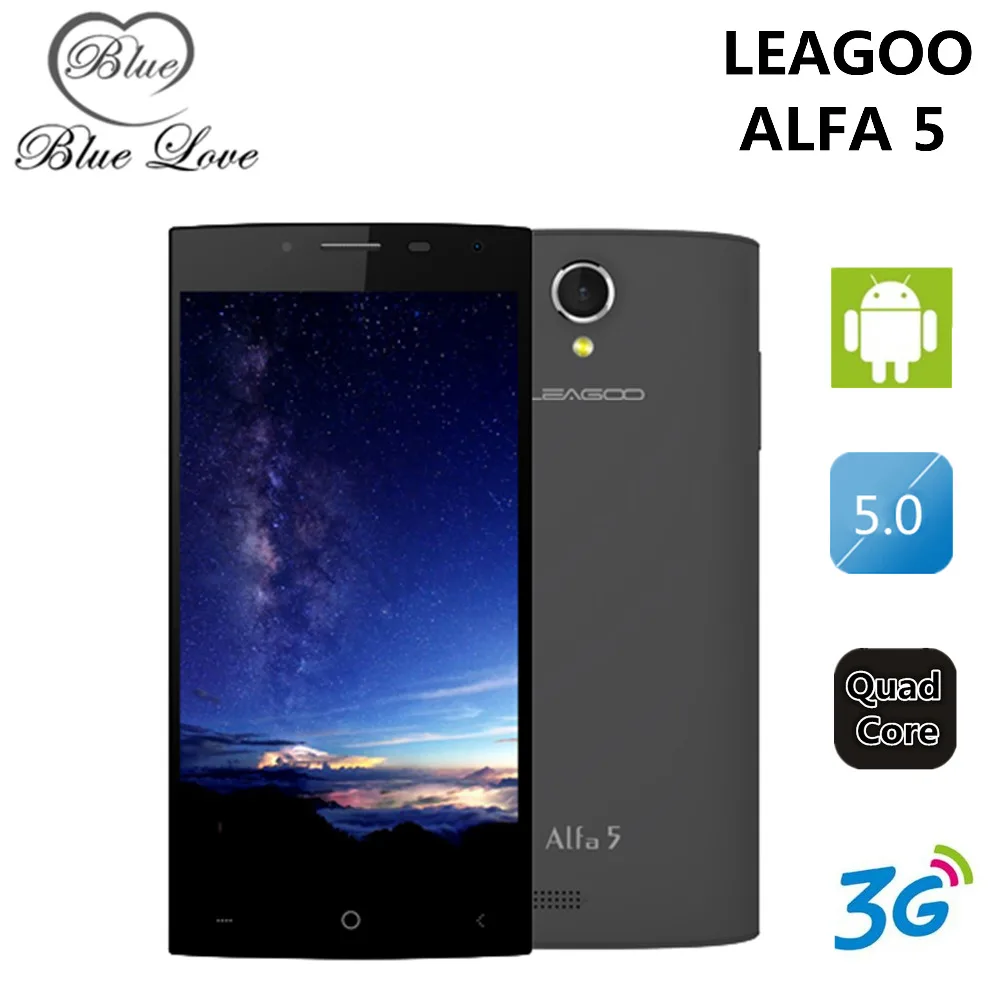 Original Leagoo Alfa 5 Mobile Phone 5 inch IPS HD SC7731 Quad Core 1GB