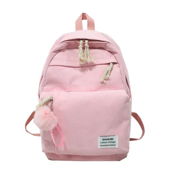 Women Backpack Female School Shoulder Bags for Teenage Girls Cute Hair ball Fashion Black Travel Notebook Backpacks Bagpack fengdong brand fashion black mini backpack for girls school bags children backpacks kids bag cute small backpack female bagpack