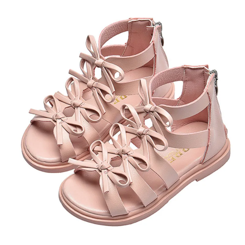 

2019 Hot Baby Girl Sandals Fashion Girls Summer Gladiator Shoes With Bow Kids Flat Sandals Size 21-36
