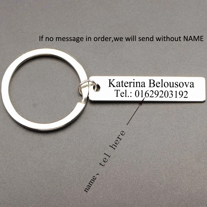

Stainless Steel Keychain Personnal Customed Name And Telephone Number Gift For Family Old People Ect Key Ring Key Set