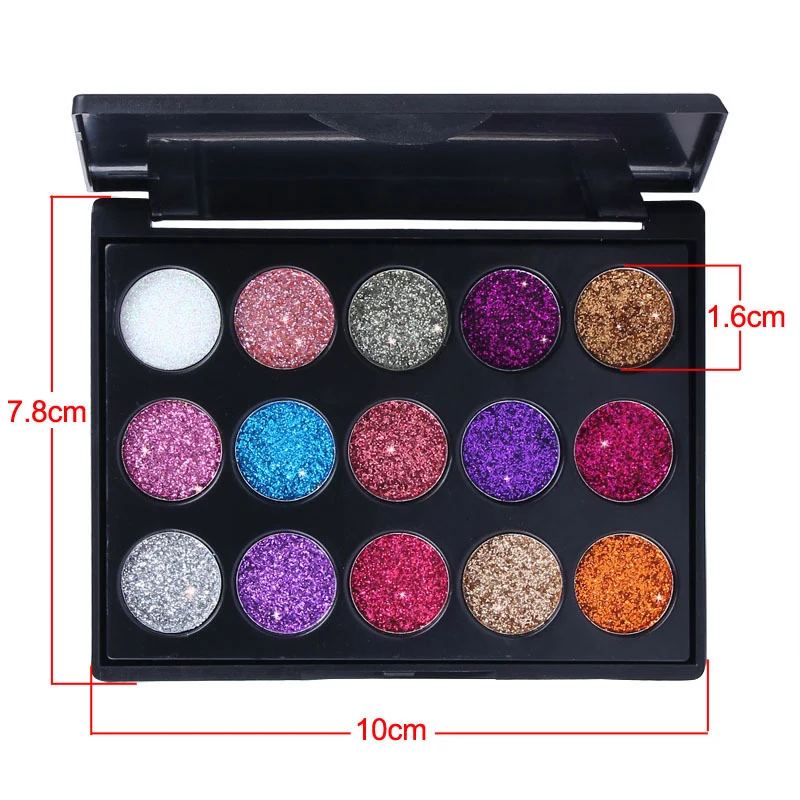 15 Color Makeup Eyeshadow Palettes Make up Long Lasting Waterproof Diamond Sequins Shiny Glitter Eye 2 Styles Eye shadow brush