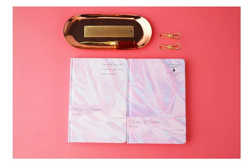 EZONE Лазерная Твердая Обложка Блокнот линия страниц записная книжка-дневник градиент розовый фиолетовый блокнот 128 листов 145*210 мм офисный школьный