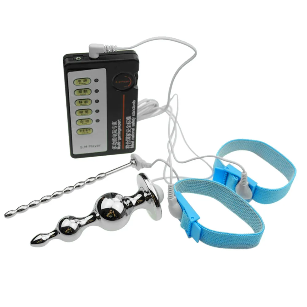 Electric Shock Anal Plug/Urethral Dilators/Cock Rings Penis Plug Sound Electro Pulse Stimulation Massager Sex Products For Men