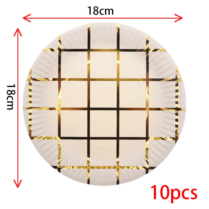 10 шт. горячее тиснение 18 см тарелка с днем рождения свадьба одноразовая посуда для детского душа принадлежности украшения дома дети - Цвет: 10pcs