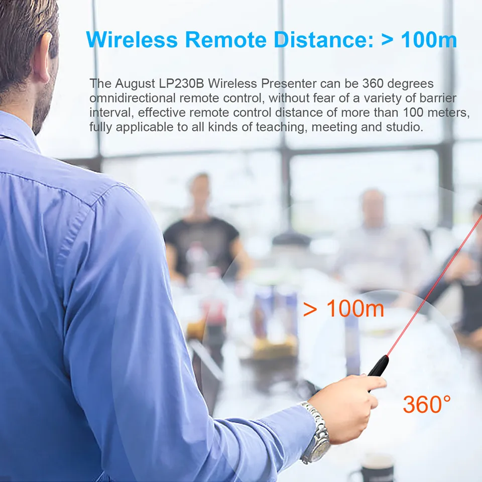 August LP230B Wireless Presenter for Computer 