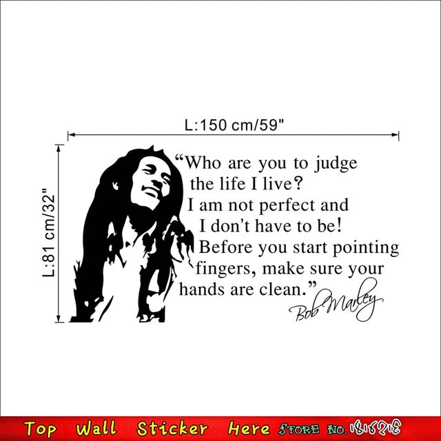 Grote BEROEMDE Muziek Star Bob Marley Muursticker Vinyl