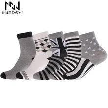 Innersy/брендовые носки, 5 шт./лот тонкие носки Длинные дезодорированные Носки хлопковые носки для мальчиков повседневная одежда разноцветный чулок с узором для мужчин