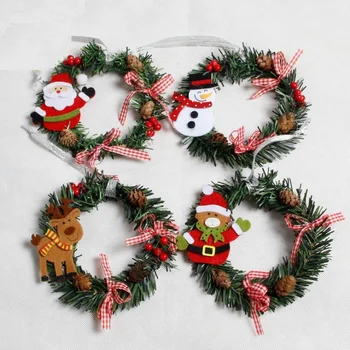 

Christmas Deer Snowman Bear Santa Claus PVC Wreath Christmas Decoration Ornaments Party Supplies Home Decor W8080