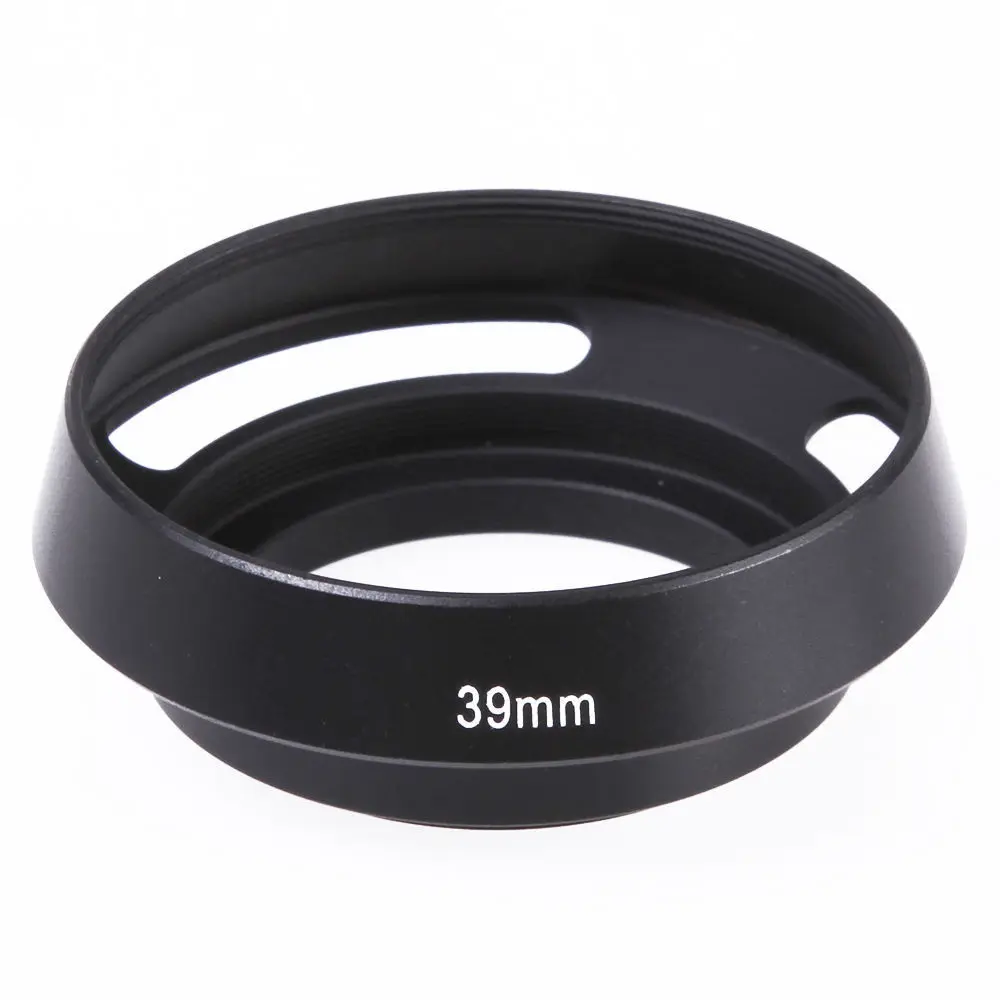 Black Metal 39mm Curved Vented Camera Lens Hood for Leica 39 mm Thread