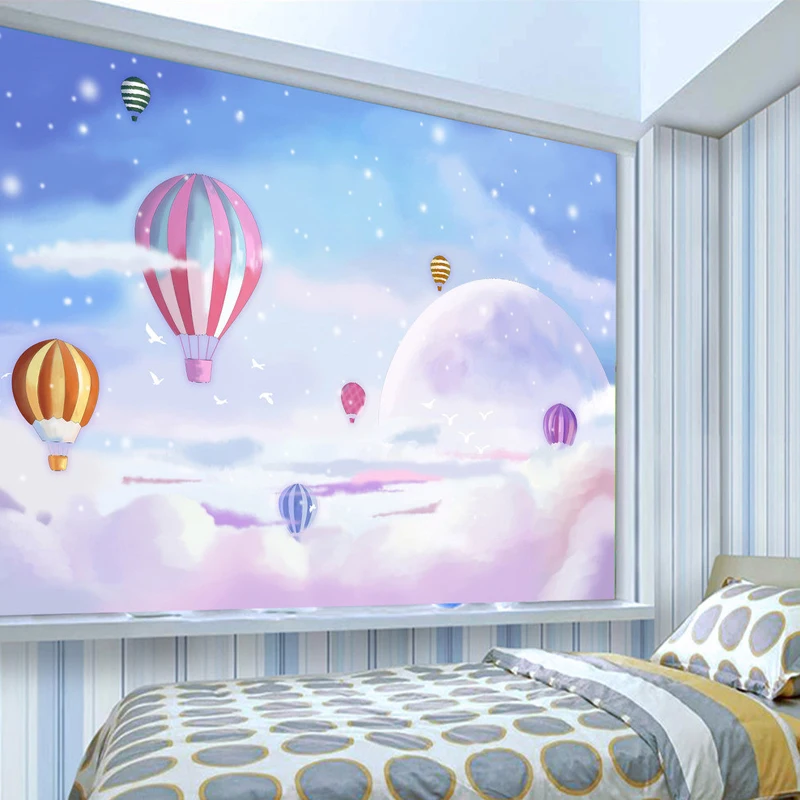 Romantic Cartoon Hot Air Balloon Mural For Kid S Room Boys Girls Bedroom Background Wall Decor Non Woven Customize 3d Wallpaper Balloons Mural 3d Wallpapercustom 3d Wallpaper Aliexpress