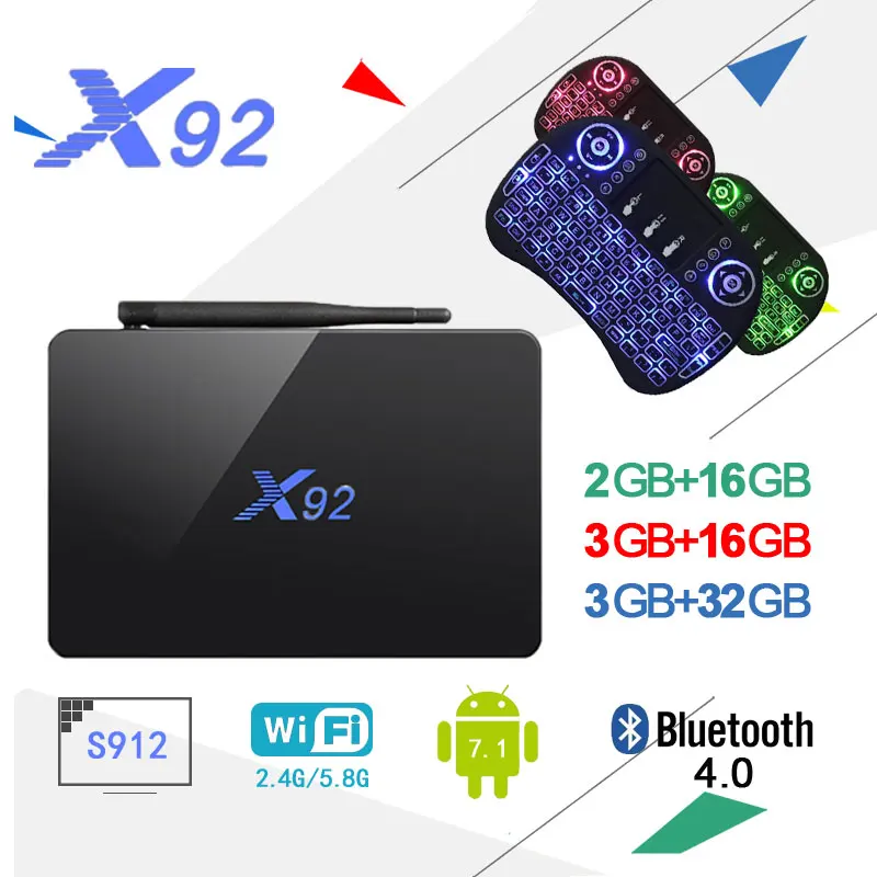 

X92 TV BOX 3G32G Smart Set Top Box Android 7.1 Amlogic S912 octa-Core WiFi 4K Media Player HDMI WIFI USB 3.0 2.0