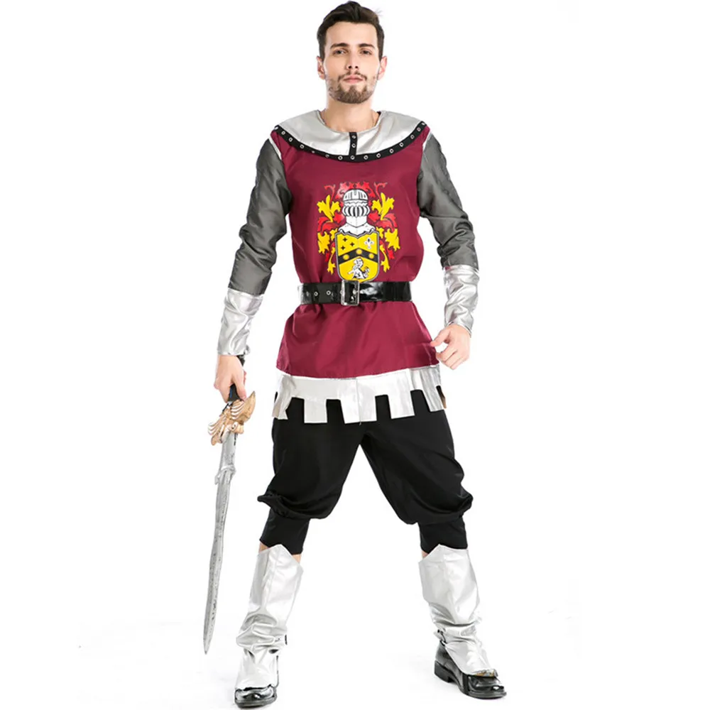 

Vosplay retro ancient roman warrior knight uniform men prince warrior battle uniform halloween carnival purim costume Fancy Dres
