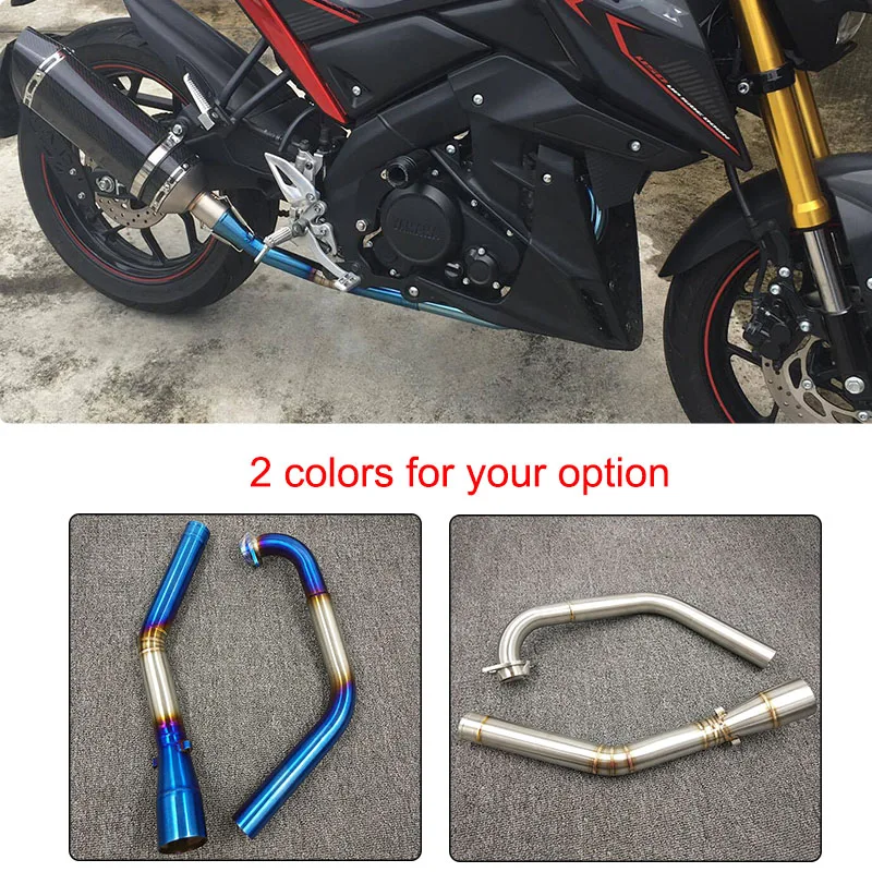 Goede Motorfiets Stainessstaal Uitlaatdemper SilencerMiddle Link Pijp Gemodificeerde Voor Yamaha YZF R15 MT 15 2008 2017 MT 125 Merk nieuwe