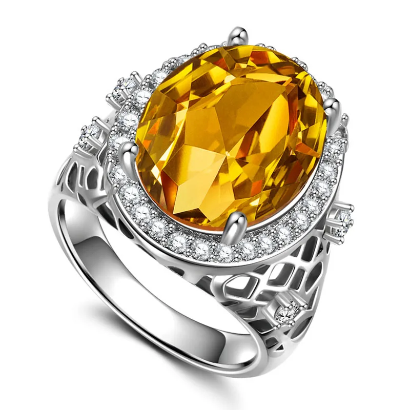 

Rhinestone Yellow Purple Stone Rings For Women Wedding Gifts Ring Classic Crystal Ring Bague Femme Luxury Jewelry Anillos Mujer