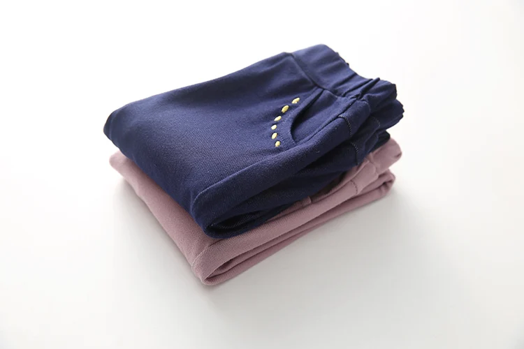 2018 Spring Autumn Trousers 2-10T Years Children Cotton Solid Color Pattern Basic Elastic Capri Little Kids Girl Skinny Pants  (13)