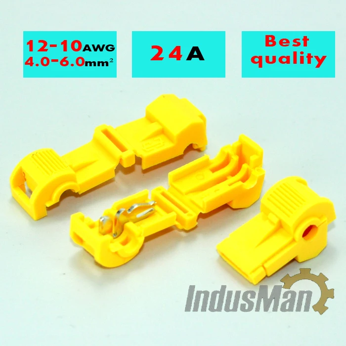 120 шт Т-образные электрические соединители для быстрого соединения проводов и изолированные мужские быстроразъемные клеммы(желтый, красный, синий