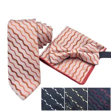 Полосатый галстук, комплект Бабочка Для мужчин галстук тонкий галстук нагрудный платок комплект вечерние свадебные 7 cm Тканные Для мужчин Подарочный платок галстук-бабочка платок наборы для ухода за кожей