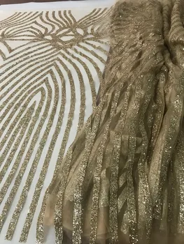 

hot sale African tulle net lace fabric particular glued glitter JIANXI.C-8508 with sequins