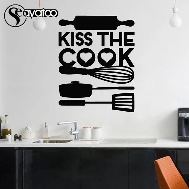 Cheap Kiss The Cook Kitchen Pattern Vinyl Wall Sticker Decal Quote Dining Room Art Home Decor 45x57cm Cheap Kiss The Cook Kitchen Pattern Vinyl Wall Sticker Decal Quote Dining Room Art Home Decor 45x57cm