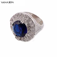 VANAXIN, большие кольца, серебро 925, круглый искусственный изумруд, красный, зеленый, синий, кубические цирконы, кольцо с кристаллами, обручальное кольцо для мужчин, Панк 925, мода