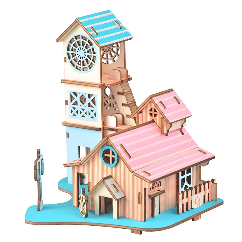 3D DIY Головоломка модель мультфильм дом сборка деревянная игрушка ребенок раннего обучения строительство шаблон подарок Детская палатка