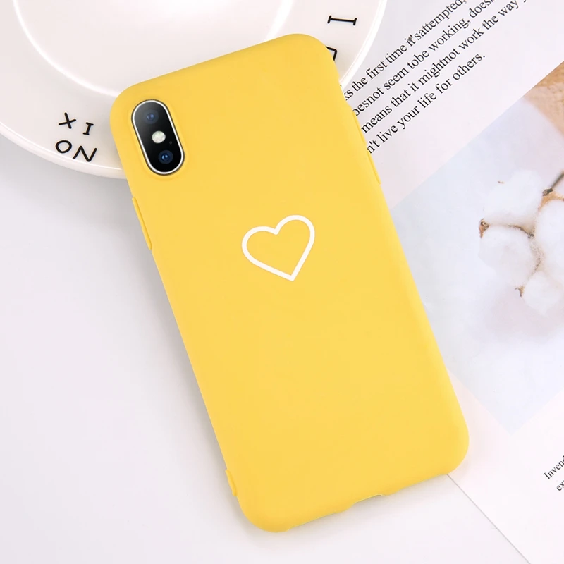 Lovebay Love Heart чехлы для телефонов, чехлы для Iphone 11 Pro 6 6S 7 8 Plus XS Max XR X, Мягкий ТПУ силиконовый ультратонкий простой чехол - Цвет: 7460 Yellow