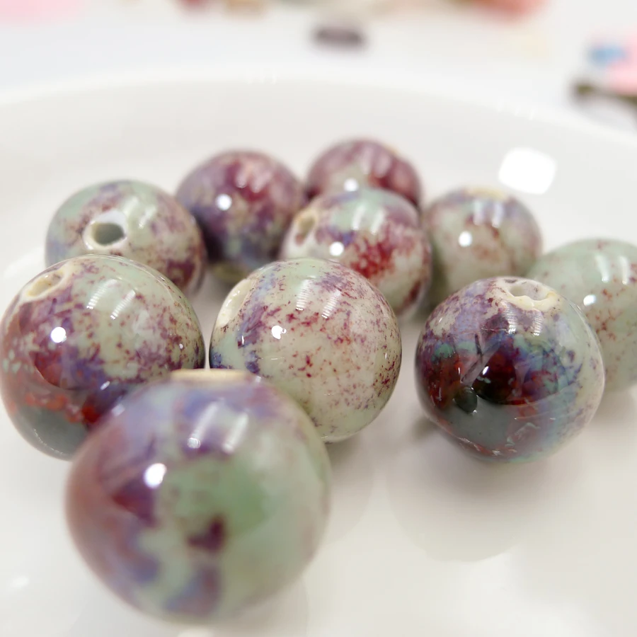 Керамические бусины большого качества для изготовления ожерелья, фарфоровые бусины для изготовления ювелирных изделий, 16 мм, 10 шт./лот, бусины# A109A