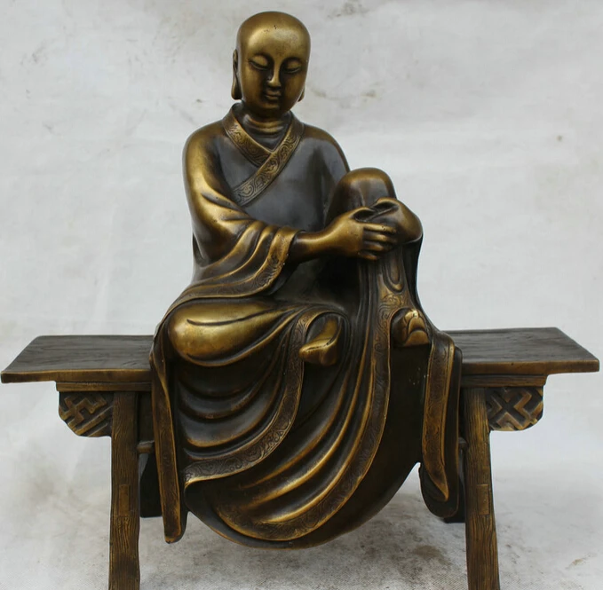 

song voge gem S2302 18" Chinese Buddhism Copper Ksitigarbha Boddhisattva Netherworld Leader Statue